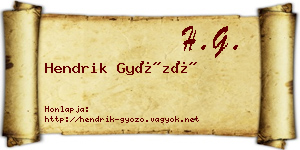 Hendrik Győző névjegykártya